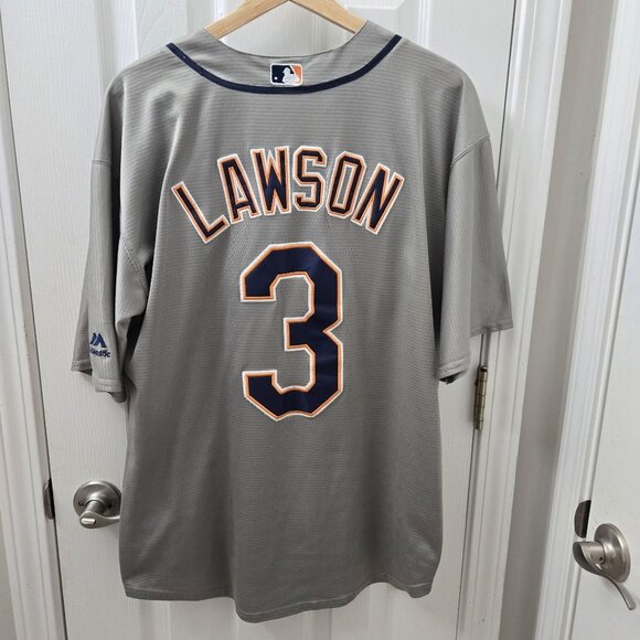 Majestic Detroit Lions Baseball Jersey #3 Lawson Men's‎ Medium MLB Gray Coolbase - Picture 1 of 15